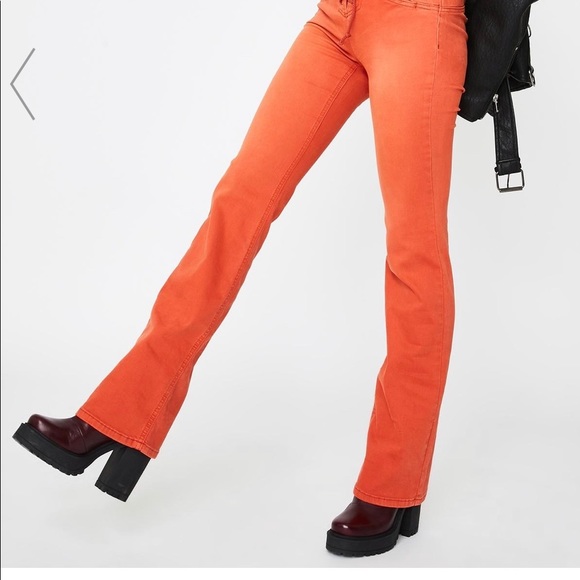Free People Denim - Free People Eva Lace Up Bootcut Orange Jeans Sz 24